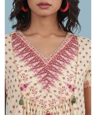 Ecru Printed Cotton Kurti 5