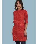 Rust Geometric Print Short Sleeve Kurta