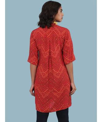 Rust Geometric Print Short Sleeve Kurta 4