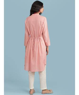 Pink Embroidered 3/4 Sleeve Kurta With Pant 4