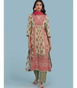 Green Floral Print Kurta With Bottom And Dupatta