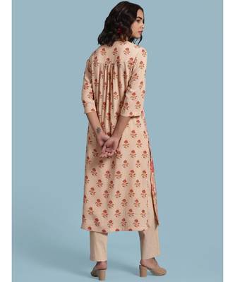 Peach Floral Print Kurta With Bottom And Dupatta 4