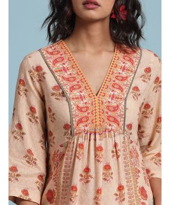 Peach Floral Print Kurta With Bottom And Dupatta 6