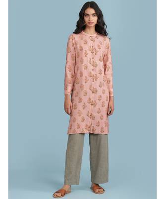 Pink Floral Print Kurta With Trousser 1