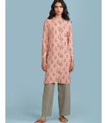 Pink Floral Print Kurta With Trousser