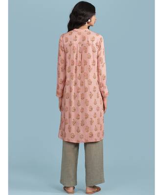 Pink Floral Print Kurta With Trousser 4