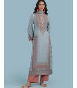 Sky Blue Printed Kruta With Pant And Dupatta