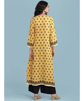 Yellow Printed Kurta With Pant And Dupatta 4