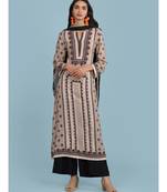 Grey Printed Kurta With Pant And Dupatta