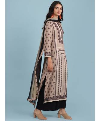 Grey Printed Kurta With Pant And Dupatta 3