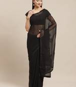 Shaily Women's Black Georgette Embroidered Saree