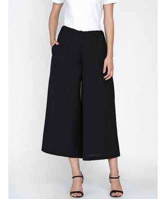 black cotton flex culotte pant 1