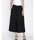 black cotton flex culotte pant