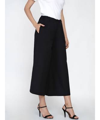 black cotton flex culotte pant 3