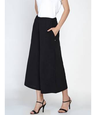 black cotton flex culotte pant 4