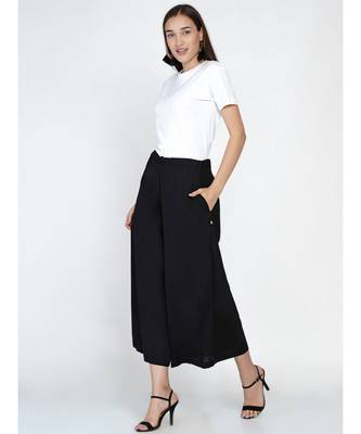 black cotton flex culotte pant 6