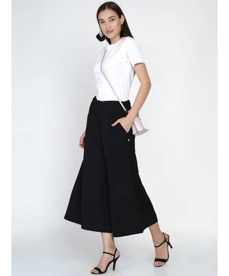 black cotton flex culotte pant 7