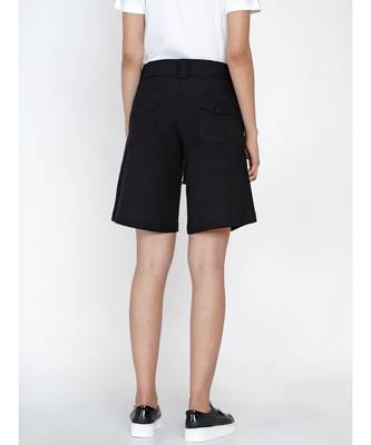 black cotton flex shorts with side fold tabs 4