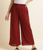 Fabclub Women Rayon Solid Plain Free Size Palazzo (Maroon)