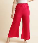 Fabclub Women Rayon Solid Plain Free Size Palazzo (Pink)