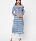 Flex print kurta with embroidery
