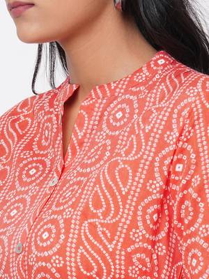 A-line Bandhani printed dress with leather belt 7