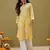 Hand Embroidered Yellow Pure Cambric Cotton Lucknow Chikankari Women Kurta