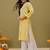 Hand Embroidered Yellow Pure Cambric Cotton Lucknow Chikankari Women Kurta