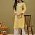 Hand Embroidered Yellow Pure Cambric Cotton Lucknow Chikankari Women Kurta