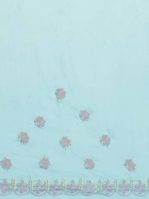 Ada Hand Embroidered Blue Faux Georgette Lucknow Chikankari Saree With Blouse 8