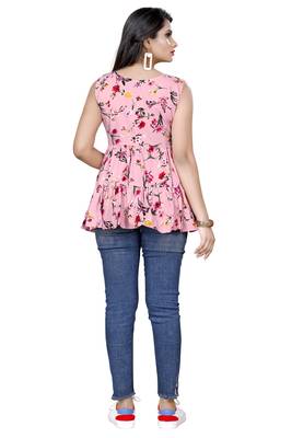 Pink printed crepe party-tops 4