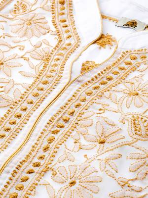 Ada Hand Embroidered White Faux Georgette Lucknowi Chikan Kurti 5