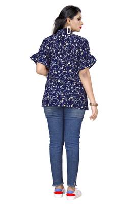 Blue printed crepe party-tops 4