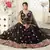 Black thread embroidered net semi stitched Bridal lehenga