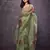 Light olive printed organza saree with blouse