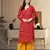 Hand Embroidered Red Faux Georgette Lucknow Chikankari Women Kurta With Slip