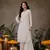 Hand Embroidered White Faux Georgette Lucknow Chikankari Kurta With Slip For Women