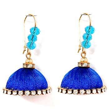 Brown crystal jhumkas 1