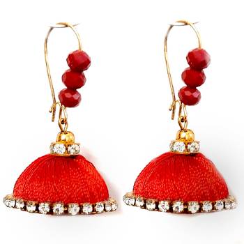 Blue crystal jhumkas 1