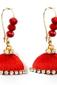 Blue crystal jhumkas
