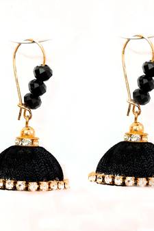 Red crystal jhumkas