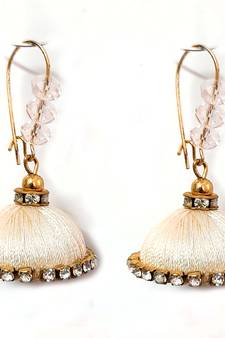 Black crystal jhumkas