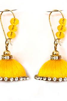 Maroon crystal jhumkas