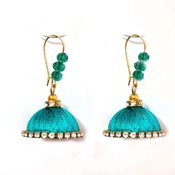 Green crystal jhumkas 1