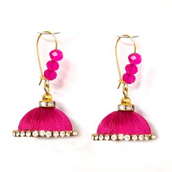 Pink crystal jhumkas 1
