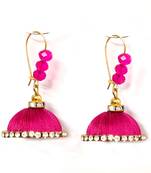 Pink crystal jhumkas