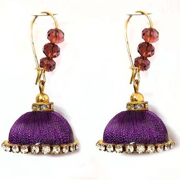 Pink crystal jhumkas 1