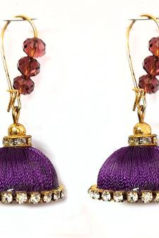 Pink crystal jhumkas