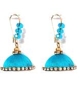 Green crystal jhumkas