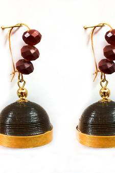 Brown crystal jhumkas